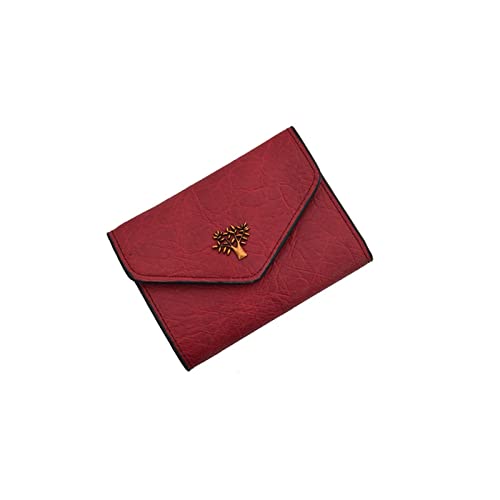 AQQWWER Geldbörsen für Damen Frauen Brieftasche Haspe Blatt Mini Kleine Münze Pureess, stilvoll, einfach (Color : Red) von AQQWWER