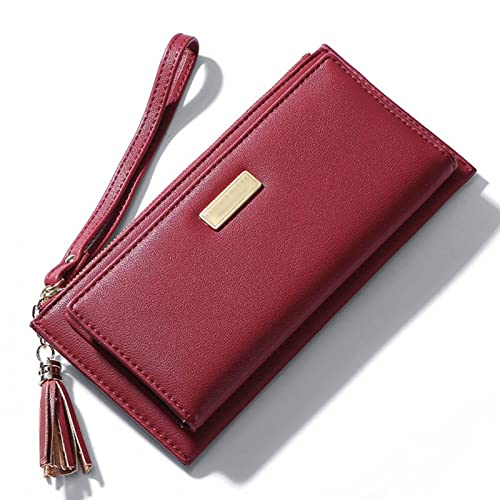 AQQWWER Geldbörsen für Damen Frauen Brieftasche Limited Clearance Soft Pu. Leder Telefon Tasche Dame Mode Weibliche Lange Geldbörsen (Color : Red) von AQQWWER