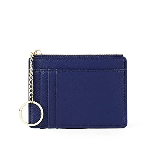 AQQWWER Geldbörsen für Damen Frauen Brieftaschen Reißverschluss Pu. Leder Münze Geldbörse Mini Schlüsselanhänger Kleine Brieftasche Multi-Card Bit Kartenhalter Kartenhalter (Color : Blue) von AQQWWER