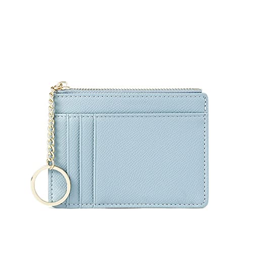 AQQWWER Geldbörsen für Damen Frauen Brieftaschen Reißverschluss Pu. Leder Münze Geldbörse Mini Schlüsselanhänger Kleine Brieftasche Multi-Card Bit Kartenhalter Kartenhalter (Color : Light Blue) von AQQWWER