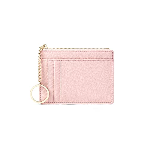 AQQWWER Geldbörsen für Damen Frauen Brieftaschen Reißverschluss Pu. Leder Münze Geldbörse Mini Schlüsselanhänger Kleine Brieftasche Multi-Card Bit Kartenhalter Kartenhalter (Color : Pink) von AQQWWER