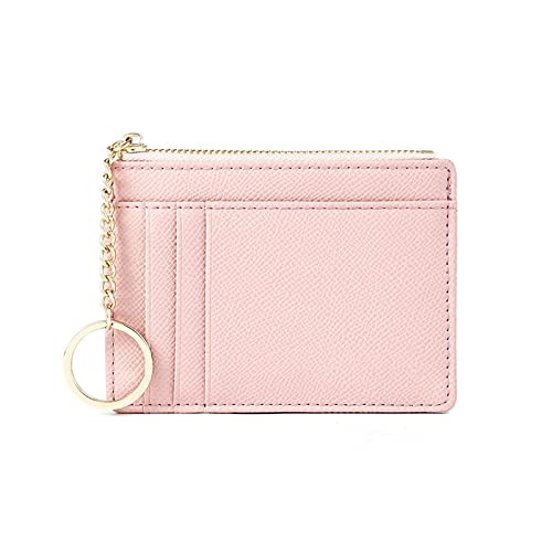 AQQWWER Geldbörsen für Damen Frauen Brieftaschen Reißverschluss Pu. Leder Münze Geldbörse Mini Schlüsselanhänger Kleine Brieftasche Multi-Card Bit Kartenhalter Kartenhalter (Color : Pink) von AQQWWER