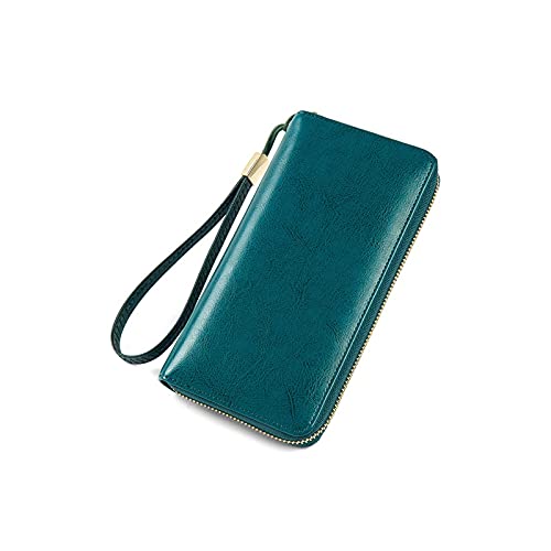 AQQWWER Geldbörsen für Damen Frauen Echtes Leder Brieftaschen Weibliche Clutch Reißverschluss Münze Geldbörse Karteninhaber Zertifikat Damen Armband Handtasche (Color : Blue) von AQQWWER