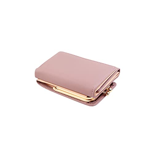 AQQWWER Geldbörsen für Damen Frauen Geldbörse Kurzmode Vertikale TRI-Fall Kartenhalter Multifunktionale Münzbörse Kleine Brieftasche (Color : Pink) von AQQWWER