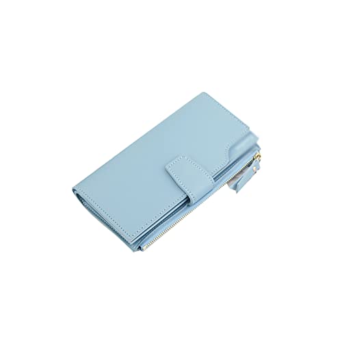 AQQWWER Geldbörsen für Damen Frauen Geldbörse Lange Brieftasche Frauen Reißverschluss Kartentasche Trendy Handytasche Multifunktions-Tri-Fold-Münz-Geldbörse (Color : Blue) von AQQWWER