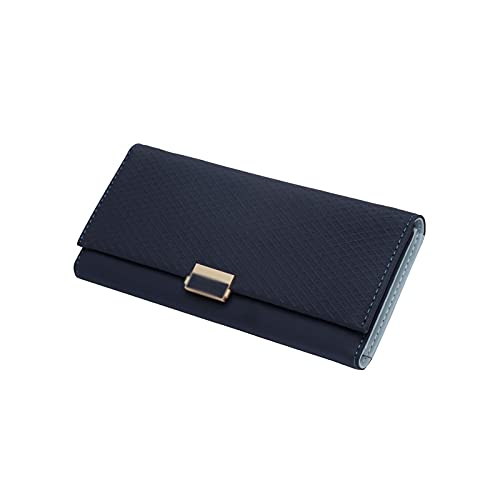 AQQWWER Geldbörsen für Damen Frauen Geldbörsen, Brieftaschen aus Leder, Lange Schnallen, Brieftaschen mit großer Kapazität, Karteninhaber, Kupplungen (Color : Dark Blue) von AQQWWER