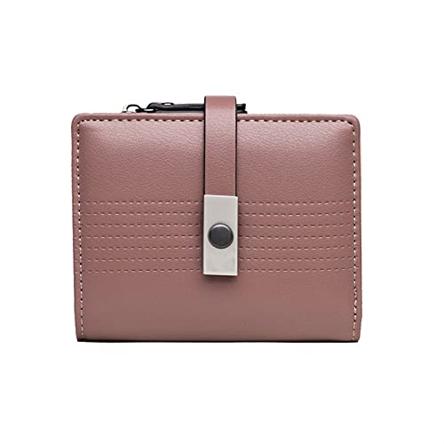 AQQWWER Geldbörsen für Damen Frauen Geldbörsen, Brieftaschen mit Leder, Kurze Schnalle, kleine tragbare Geldtasche, Kartenkartentasche, Kupplung (Color : Dark pink) von AQQWWER