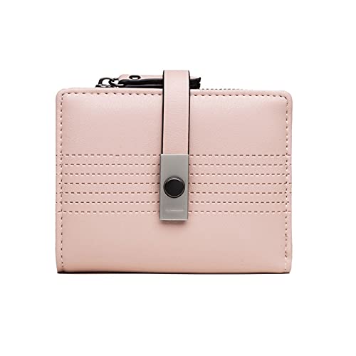 AQQWWER Geldbörsen für Damen Frauen Geldbörsen, Brieftaschen mit Leder, Kurze Schnalle, kleine tragbare Geldtasche, Kartenkartentasche, Kupplung (Color : Pink) von AQQWWER