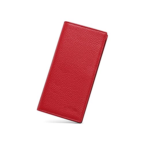 AQQWWER Geldbörsen für Damen Frauen Geldbörsen Echtes Leder Kartenhalter Telefon Tasche Weibliche Lange Kupplungsbeutel Für Frauen Damen HASP Brieftaschen (Color : Red) von AQQWWER