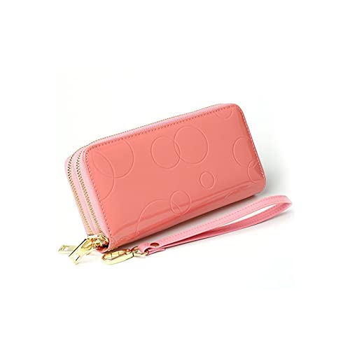 AQQWWER Geldbörsen für Damen Frauen Geldbörsen Lange weibliche Münzen Geldbörsen Doppel Reißverschluss Große Kapazität Telefon Bag Kartenhalter Damen Armband Geld Handtaschen (Color : Rose) von AQQWWER