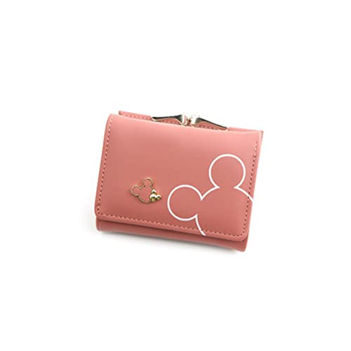 AQQWWER Geldbörsen für Damen Frauen Geldbörsen Leder Weibliche Geldbörse Mini Haspe Solide Multi-Cards Halter Mode Münze Kurze Brieftaschen Slim Kleine Brieftasche HASP (Color : Pink) von AQQWWER