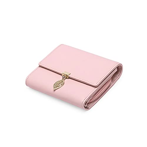 AQQWWER Geldbörsen für Damen Frauen Geldbörsen Pu. Leder Kurz Design Dame Kartenhalter Trifold Brieftasche (Color : Pink) von AQQWWER