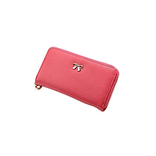 AQQWWER Geldbörsen für Damen Frauen Lange Kupplung Brieftaschen weibliche Mode Pu. Leder Bowknot Münzbeutel Telefon Geldbörsen Brieftasche (Color : Red) von AQQWWER