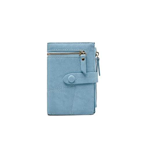 AQQWWER Geldbörsen für Damen Frauen Multifunktions Kurze Brieftaschen Reißverschluss Haspe Mini Pu. Leder weibliche Münzen Geldbörsen Mode Damen Kupplungskartenhalter (Color : Blue) von AQQWWER