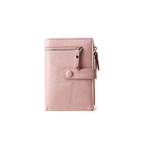 AQQWWER Geldbörsen für Damen Frauen Multifunktions Kurze Brieftaschen Reißverschluss Haspe Mini Pu. Leder weibliche Münzen Geldbörsen Mode Damen Kupplungskartenhalter (Color : Pink) von AQQWWER