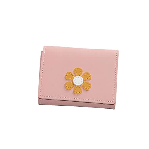 AQQWWER Geldbörsen für Damen Frauen Nette Blume Brieftasche HASP Entworfen PU Leder Mädchen Münze Geldbörsen Weibliche Kartenhalter (Color : Pink) von AQQWWER