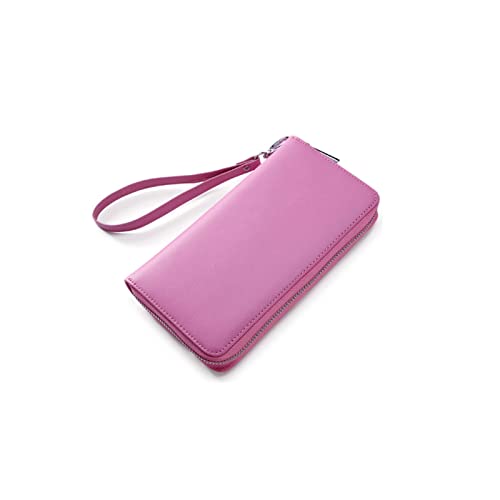 AQQWWER Geldbörsen für Damen Frauen Solide Mode Brieftasche Weibliche Rindsleder Lange Frauen Mobiltelefon Bag Kartenhalter (Color : Pink) von AQQWWER