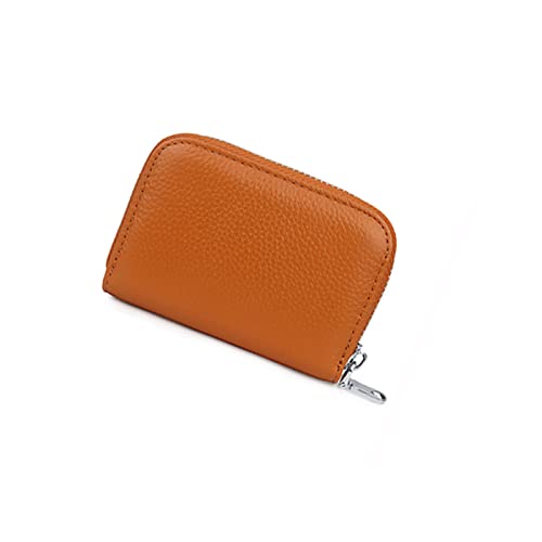 AQQWWER Geldbörsen für Damen Kartenbrieftasche Echtes Leder Unisex Karten Fall Schutzgeschäft Karte Halter (Color : Orange) von AQQWWER