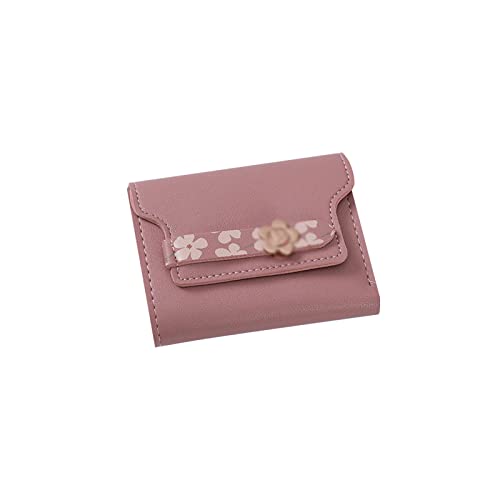 AQQWWER Geldbörsen für Damen Kleine Brieftasche Frauen Kurze Dreifache Massivfarbe Einfacher Student Dünne Falten Geld Clip Münze Geldbörse Geld Tasche (Color : Pink) von AQQWWER
