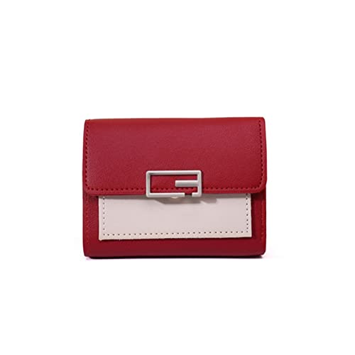 AQQWWER Geldbörsen für Damen Kleine Brieftasche Weibliche Kurze Faltbare Persönlichkeit Student Nette Mini Mode Brieftasche Münze Geldbörse Designer Brieftasche (Color : Red) von AQQWWER