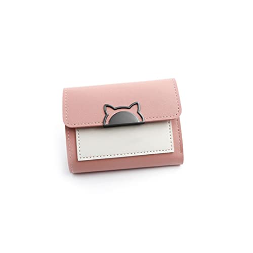 AQQWWER Geldbörsen für Damen Kleine Brieftasche Weibliche Kurze Faltbare Persönlichkeit Student Nette Mini Mode Brieftaschen für Frauen Geldbörsen (Color : Pink) von AQQWWER