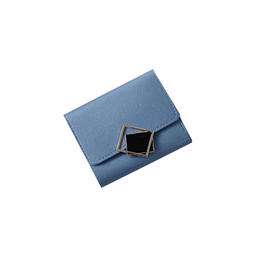 AQQWWER Geldbörsen für Damen Kleine Brieftasche weibliche Kurze frische dreifache Multi-Card-Slot mit großer Kapazität Anti-Demagnetisierung Studenten Geldbörse (Color : Blue) von AQQWWER