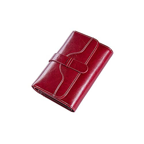 AQQWWER Geldbörsen für Damen Kleine Echtes Leder Frauen Brieftasche Weibliche Geldbörsen und Handtaschen Kartenhalter Damen Kupplung Münze Geldbörse (Color : Red) von AQQWWER