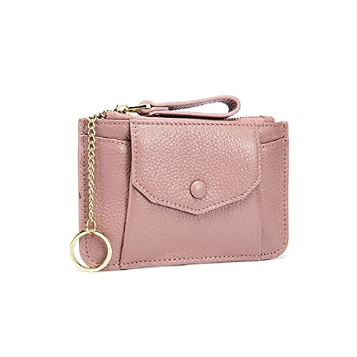 AQQWWER Geldbörsen für Damen Kleine Münze Geldbörse Reißverschluss Frauen Münzbörse Mini Damenleder der Brieftaschen Keychain (Color : Pink) von AQQWWER