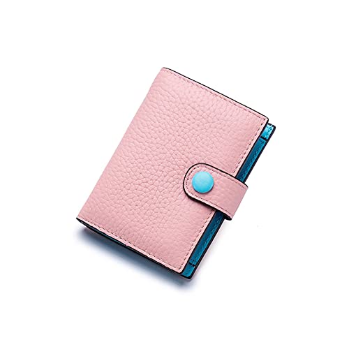AQQWWER Geldbörsen für Damen Kuhleder Frauen Geldbörsen mit Münztasche Kurze Geldbörsenfunktion Bifold Kurze Echtes Leder Damen Kartenhalter Brieftasche (Color : Pink) von AQQWWER
