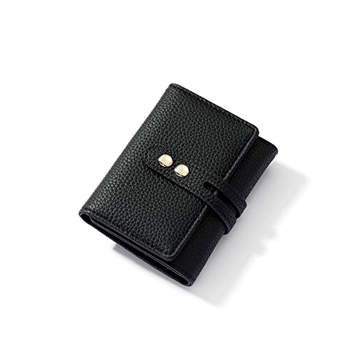 AQQWWER Geldbörsen für Damen Kurze Brieftasche Damen Tri-Fold Reißverschluss Brieftasche Ladies Leder Brieftasche Kartentasche Kleine Brieftasche (Color : Black) von AQQWWER