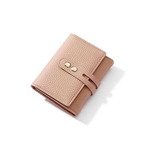 AQQWWER Geldbörsen für Damen Kurze Brieftasche Damen Tri-Fold Reißverschluss Brieftasche Ladies Leder Brieftasche Kartentasche Kleine Brieftasche (Color : Pink) von AQQWWER