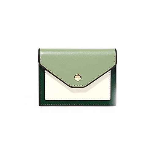 AQQWWER Geldbörsen für Damen Kurze Damen-Münzbörse Pu. Ledernähte Schnalle Multifunktionskarte Paket Mini Brieftasche (Color : Green) von AQQWWER