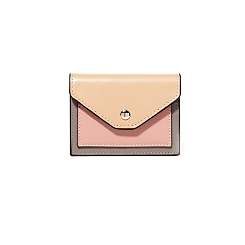 AQQWWER Geldbörsen für Damen Kurze Damen-Münzbörse Pu. Ledernähte Schnalle Multifunktionskarte Paket Mini Brieftasche (Color : Pink) von AQQWWER
