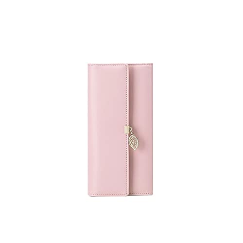 AQQWWER Geldbörsen für Damen Lange Frauen Brieftasche Weibliche Geldbörsen Münze Geldbörse Kartenhalter Brieftaschen Für Frauen PU-Leder Damen Clutch Geld Tasche (Color : Pink) von AQQWWER
