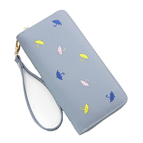 AQQWWER Geldbörsen für Damen Lange Reißverschluss Frauen Brieftasche Brieftasche Frau Große Kapazität Damen Clutch Bag Weibliche Geldbörsen Kartenhalter Brieftaschen (Color : Blue) von AQQWWER