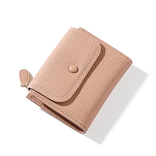 AQQWWER Geldbörsen für Damen Leder Damen Brieftasche Mini Damen Münze Geldbörse Tasche Gelbe Damen Brieftasche (Color : Pink) von AQQWWER