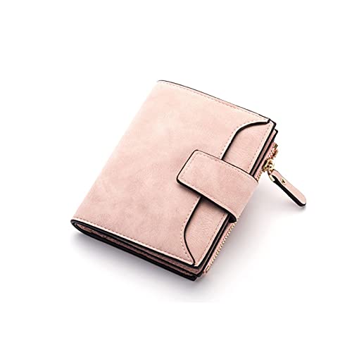 AQQWWER Geldbörsen für Damen Leder Damen Brieftasche Schnalle Münze Geldbörse Damen Wallet Kartenhalter Brieftasche Brieftasche (Color : Pink) von AQQWWER