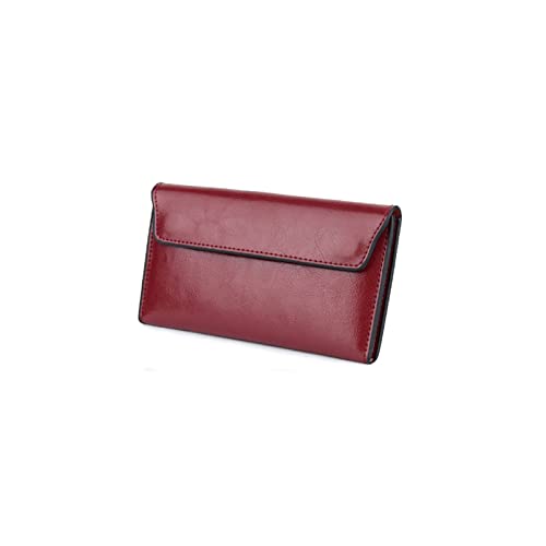 AQQWWER Geldbörsen für Damen Leder Frauen Geldbörsen Mode Clutch Brieftasche Weibliche Geldbörse Tasche Klemme Für Phone Bag Lange Dame Handy Kartenhalter (Color : Red) von AQQWWER