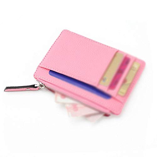AQQWWER Geldbörsen für Damen Leder-Mappen-Kartenhalter-Karten-Mappen-Frauen-Reißverschluss-Münzen-Tasche Ultra Thin Wallet (Color : Pink) von AQQWWER