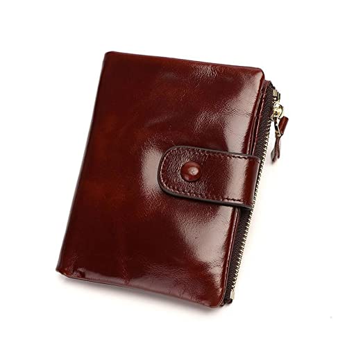 AQQWWER Geldbörsen für Damen Luxus Echtes Leder Frauen Brieftasche Kleine Münze Geldbörse Echte Rindsleder Damen Geldbörse Vintage Stil Mini Lady Brieftasche (Color : Wine Red) von AQQWWER