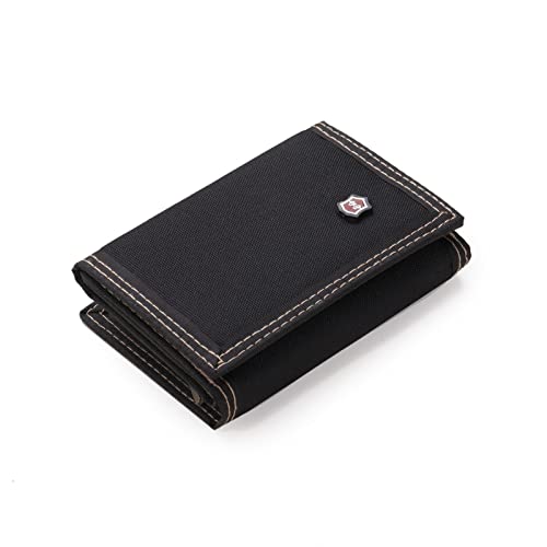 AQQWWER Geldbörsen für Damen Men 3-fold Coin Purse Solid Color Canvas Wallet with Card Pack (Color : Black) von AQQWWER