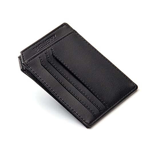 AQQWWER Geldbörsen für Damen Mini Wallets Men Super Slim Card Holder Simple No Zipper Solid Cash Purses Popular Small Money Bags (Color : Black) von AQQWWER