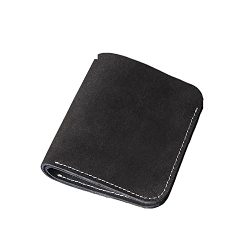 AQQWWER Geldbörsen für Damen Minimalist Handmade Genuine Leather Wallet Men Bifold 4 Card Holder Leather Wallet for Men Slim Small Wallet Genuine Leather (Color : Black) von AQQWWER