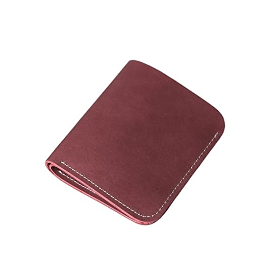 AQQWWER Geldbörsen für Damen Minimalist Handmade Genuine Leather Wallet Men Bifold 4 Card Holder Leather Wallet for Men Slim Small Wallet Genuine Leather (Color : Red) von AQQWWER