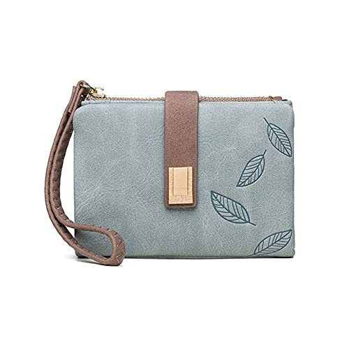 AQQWWER Geldbörsen für Damen Mode Damen Brieftasche Reißverschluss Schnalle Kleine Geldtasche Kreditkartenhalter Leder (Color : Blue) von AQQWWER