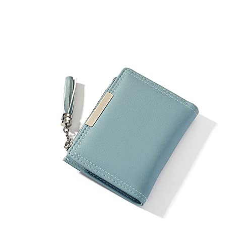 AQQWWER Geldbörsen für Damen Mode Damen Geldbörse Quaste Mini Wallet Kurz PU. Leder niedlicher Münzgurse Kartenfall (Color : Blue) von AQQWWER