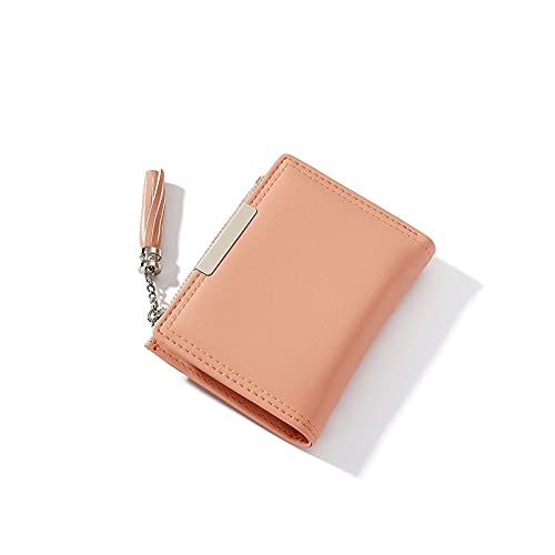 AQQWWER Geldbörsen für Damen Mode Damen Geldbörse Quaste Mini Wallet Kurz PU. Leder niedlicher Münzgurse Kartenfall (Color : Pink) von AQQWWER