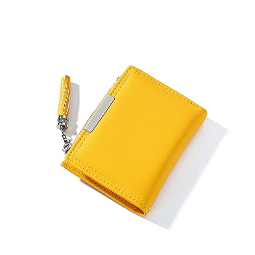 AQQWWER Geldbörsen für Damen Mode Damen Geldbörse Quaste Mini Wallet Kurz PU. Leder niedlicher Münzgurse Kartenfall (Color : Yellow) von AQQWWER