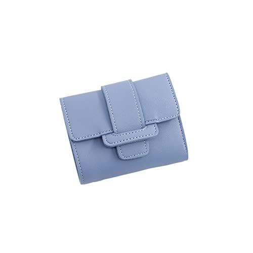 AQQWWER Geldbörsen für Damen Mode Frauen Brieftasche Leder Klein Designer Weibliche Geld Geldbörsen Mini Kartenhalter Damen Geld Taschen Kupplung Kurze Brieftaschen (Color : Blue) von AQQWWER