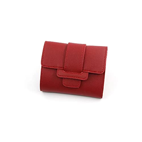 AQQWWER Geldbörsen für Damen Mode Frauen Brieftasche Leder Klein Designer Weibliche Geld Geldbörsen Mini Kartenhalter Damen Geld Taschen Kupplung Kurze Brieftaschen (Color : Red) von AQQWWER